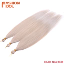 28" 3PCS Ariel Straight Pony Hair Bundles Crochet Braids Hair Synthetic Braiding Hair Ombre Silver Grey Crochet Hair Extensions