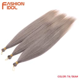 28" 3PCS Ariel Straight Pony Hair Bundles Crochet Braids Hair Synthetic Braiding Hair Ombre Silver Grey Crochet Hair Extensions