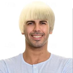 HAIRJOY Synthetic Hair Short Mushroom Wig for Men 60s Bowl Cut Wigs for Anime Movie Music Costume Halloween Cosplay Party