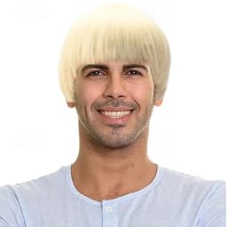 HAIRJOY Synthetic Hair Short Mushroom Wig for Men 60s Bowl Cut Wigs for Anime Movie Music Costume Halloween Cosplay Party