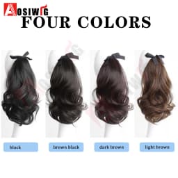 AOSI Synthetic Short Wave Ponytail Hair Extensions Drawstring Tied to Hair Tail Clip in Hair Extensions for Women Daily Wear