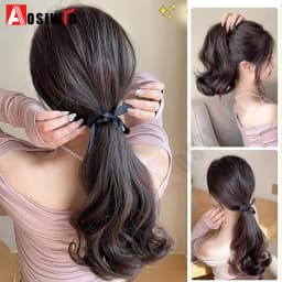 AOSI Synthetic Short Wave Ponytail Hair Extensions Drawstring Tied to Hair Tail Clip in Hair Extensions for Women Daily Wear