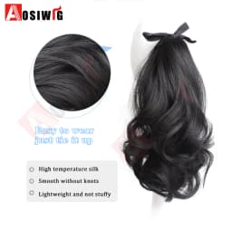 AOSI Synthetic Short Wave Ponytail Hair Extensions Drawstring Tied to Hair Tail Clip in Hair Extensions for Women Daily Wear