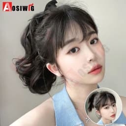 AOSI Synthetic Short Wave Ponytail Hair Extensions Drawstring Tied to Hair Tail Clip in Hair Extensions for Women Daily Wear
