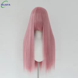 Very High Quality 400g 48 Colors 24Inch 60cm Long Straight Cosplay Wig With Bangs Heat Resistant Hair Anime Wigs + Wig Cap