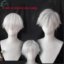 High Quality Kaneki Ken Cosplay Wig Satoru Gojo Nagi Seishiro Short Silver Beige Hair Heat Resistant Synthetic Anime Wigs
