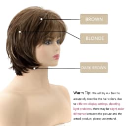 Brown Short for White Women Layered Pixie Cut with Blonde Highlights Natural Looking Synthetic Hair Wit