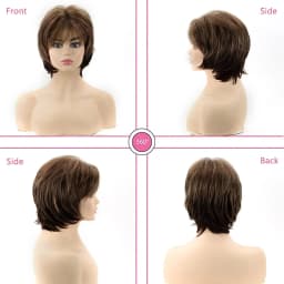 Brown Short for White Women Layered Pixie Cut with Blonde Highlights Natural Looking Synthetic Hair Wit