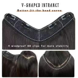 22/24Inch Synthetic V-shaped Layered 4 Clips Long Straight Hair Extension Fashion Invisible Hairpiece Wig for Women