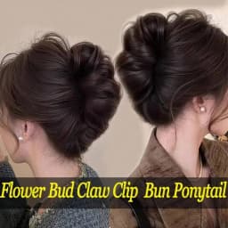 Single Pack Hair Clip for Bun - Synthetic Fiber Wig, Messy Curly Hair Scrunchie, Elegant Floral Bun,Women'S Hair Accessory