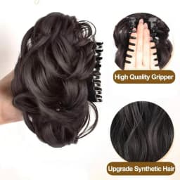 Single Pack Hair Clip for Bun - Synthetic Fiber Wig, Messy Curly Hair Scrunchie, Elegant Floral Bun,Women'S Hair Accessory