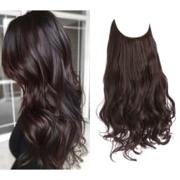 Synthetic No Clip Wave Hair Extensions Ombre Natural Black Blonde Pink One Piece False Hairpiece Fish Line Fake Hair Piece