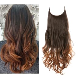 Synthetic No Clip Wave Hair Extensions Ombre Natural Black Blonde Pink One Piece False Hairpiece Fish Line Fake Hair Piece