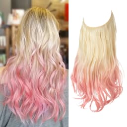 Synthetic No Clip Wave Hair Extensions Ombre Natural Black Blonde Pink One Piece False Hairpiece Fish Line Fake Hair Piece