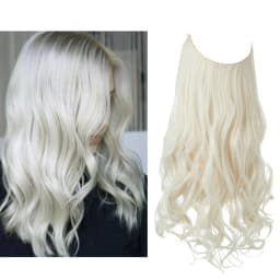 Synthetic No Clip Wave Hair Extensions Ombre Natural Black Blonde Pink One Piece False Hairpiece Fish Line Fake Hair Piece