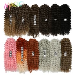 Magic 24 Inch Brown Blonde Deep Wave Synthetic Hair Bundles High Temperature Fiber Crochet Braiding Hair Extensions For Women