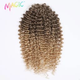 Magic 24 Inch Brown Blonde Deep Wave Synthetic Hair Bundles High Temperature Fiber Crochet Braiding Hair Extensions For Women