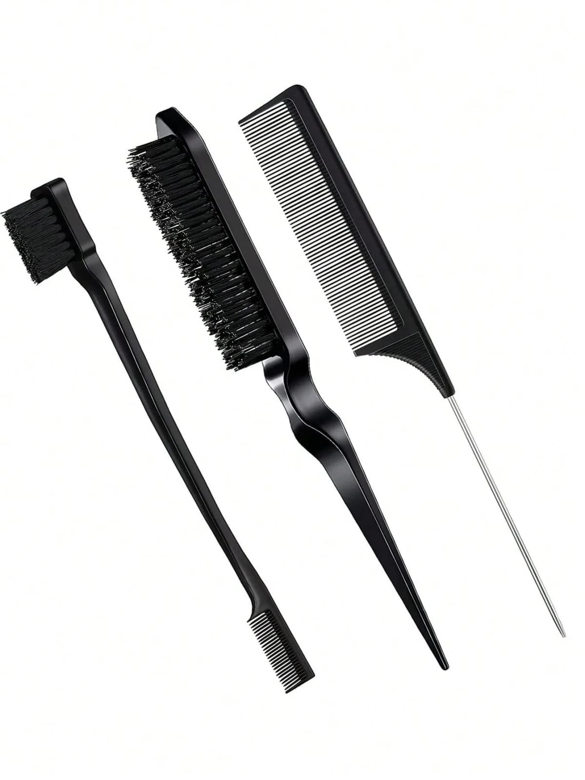 3pcs styling comb set with triple tear hair brush mouse tail comb edge brush,salon hair styling tool Special for real hair wigs