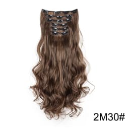 Synthetic 24Inch 16Clips Long Curly Hair Extension Heat Resistant Hair Extension Clips In Ombre Black Brown Blond Women