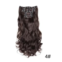 Synthetic 24Inch 16Clips Long Curly Hair Extension Heat Resistant Hair Extension Clips In Ombre Black Brown Blond Women