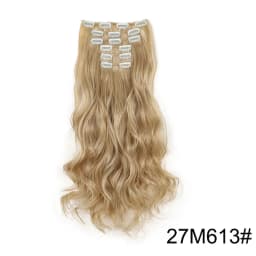 Synthetic 24Inch 16Clips Long Curly Hair Extension Heat Resistant Hair Extension Clips In Ombre Black Brown Blond Women