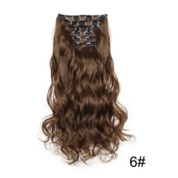 Synthetic 24Inch 16Clips Long Curly Hair Extension Heat Resistant Hair Extension Clips In Ombre Black Brown Blond Women