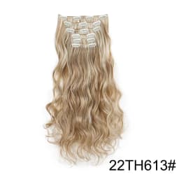 Synthetic 24Inch 16Clips Long Curly Hair Extension Heat Resistant Hair Extension Clips In Ombre Black Brown Blond Women