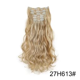 Synthetic 24Inch 16Clips Long Curly Hair Extension Heat Resistant Hair Extension Clips In Ombre Black Brown Blond Women