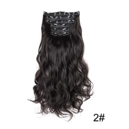 Synthetic 24Inch 16Clips Long Curly Hair Extension Heat Resistant Hair Extension Clips In Ombre Black Brown Blond Women