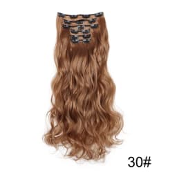 Synthetic 24Inch 16Clips Long Curly Hair Extension Heat Resistant Hair Extension Clips In Ombre Black Brown Blond Women
