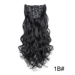 Synthetic 24Inch 16Clips Long Curly Hair Extension Heat Resistant Hair Extension Clips In Ombre Black Brown Blond Women