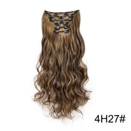 Synthetic 24Inch 16Clips Long Curly Hair Extension Heat Resistant Hair Extension Clips In Ombre Black Brown Blond Women