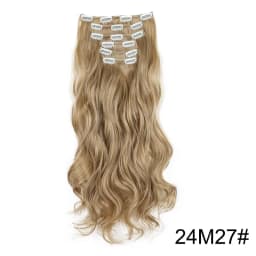 Synthetic 24Inch 16Clips Long Curly Hair Extension Heat Resistant Hair Extension Clips In Ombre Black Brown Blond Women