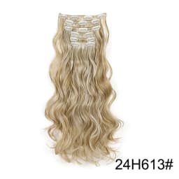 Synthetic 24Inch 16Clips Long Curly Hair Extension Heat Resistant Hair Extension Clips In Ombre Black Brown Blond Women