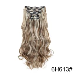 Synthetic 24Inch 16Clips Long Curly Hair Extension Heat Resistant Hair Extension Clips In Ombre Black Brown Blond Women