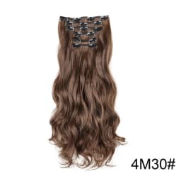 Synthetic 24Inch 16Clips Long Curly Hair Extension Heat Resistant Hair Extension Clips In Ombre Black Brown Blond Women