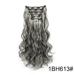 Synthetic 24Inch 16Clips Long Curly Hair Extension Heat Resistant Hair Extension Clips In Ombre Black Brown Blond Women