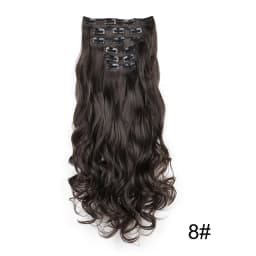 Synthetic 24Inch 16Clips Long Curly Hair Extension Heat Resistant Hair Extension Clips In Ombre Black Brown Blond Women