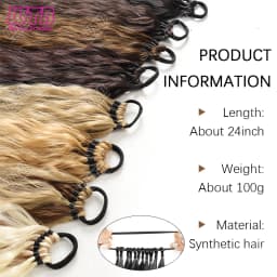WTB Synthetic Braided Wig 24 Inch Corn Perm Curly Hair Ponytail Braided Wig Daily Wear Curly Ponytail