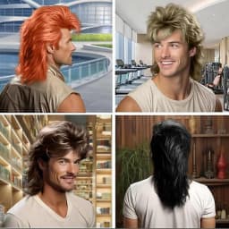HAIRJOY Synthetic Hair Mullet Wigs for Men 70s & 80s Costume Party Synthetic Wigs