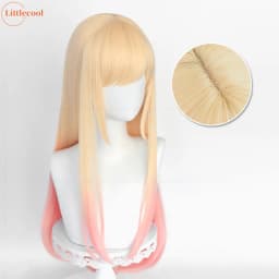 High Quality Anime Marin Kitagawa Cosplay Wig 80cm Long Straight Pink Dyeing Ombre Heat Resistant Synthetic Hair Wigs + Wig Cap
