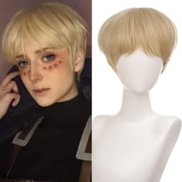 Short hair synthetic men's role-playing wig heat-resistant fireworks perm short curly hair natural black daily wig