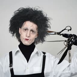 Black Synthetic Short Curly Wig Film Character Scissors Hands Style for Cosplay April Fool's Day Halloween CostumePartyAccessory