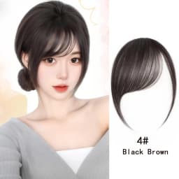Synthetic Slanted Bangs Short Brown Black Fake Hair Fringe Extension Clip In Hairpieces Accessories for Women Girl