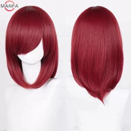 40cm Medium Basic Anime Cosplay Wig Bang Blond Black White Red Pink Green Brown Gold Blue Heat Resistant Synthetic Hair Wigs