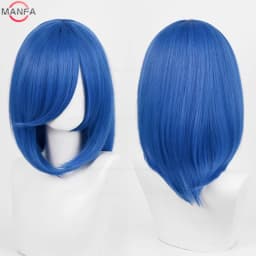 40cm Medium Basic Anime Cosplay Wig Bang Blond Black White Red Pink Green Brown Gold Blue Heat Resistant Synthetic Hair Wigs