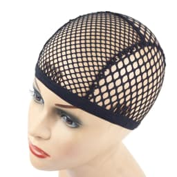 1pc Black/Blonde 4 clips Stretch Mesh Cap Big Hole Weaving Cap for Making Wigs