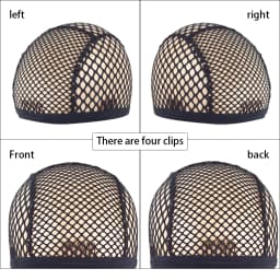 1pc Black/Blonde 4 clips Stretch Mesh Cap Big Hole Weaving Cap for Making Wigs
