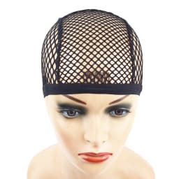 1pc Black/Blonde 4 clips Stretch Mesh Cap Big Hole Weaving Cap for Making Wigs
