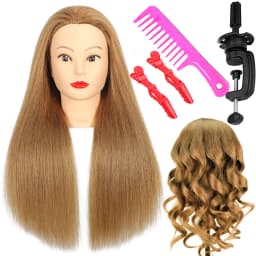 100% Real Human Hair Doll Head For Hairstyle Professional Training Head Kit Mannequin Head Styling To Practice Hot Curl Iron St